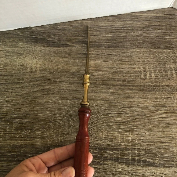 Vtg Brass and Wood Letter Opener - Picture 4 of 7